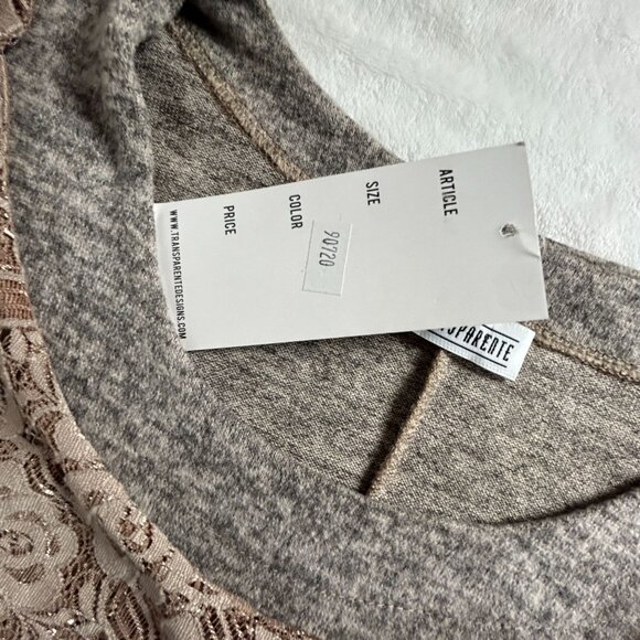 Transparente Womens Layered Ruffled Lace Dress Wool Blend One Size Tan Italy New - Picture 5 of 9